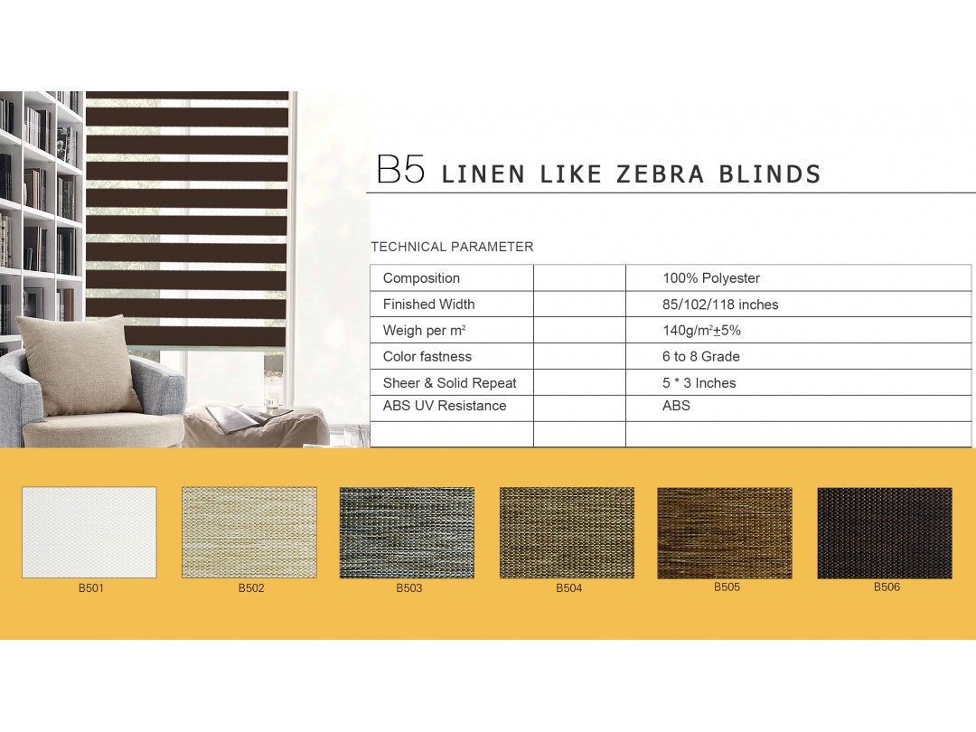 Linen Like Zebra Blinds B5